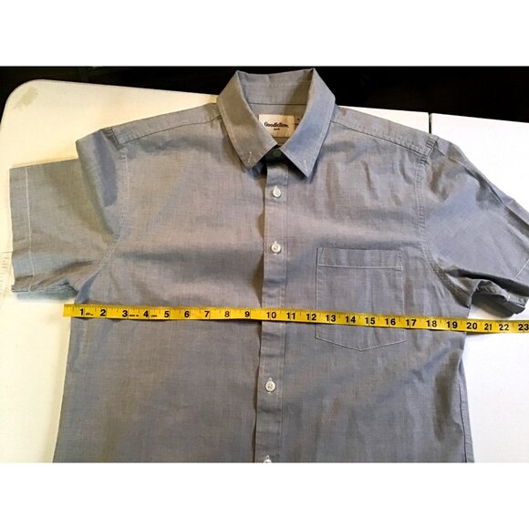 GOODIELLOW- BLUE SOLID PATTERN STANDARD FIT MENS SHIRT SIZE MEDIUM - Picture 5 of 6
